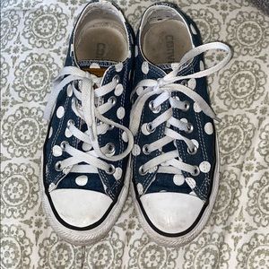 Denim blue with white polka dotted Converse